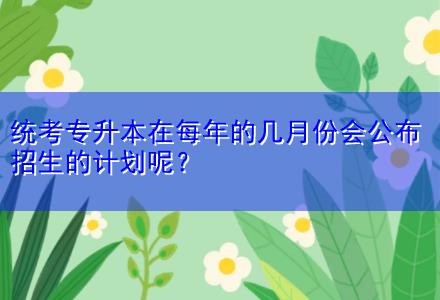 統(tǒng)考專升本在每年的幾月份會(huì)公布招生的計(jì)劃呢？