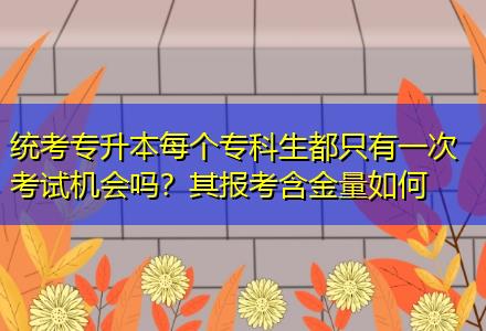 統(tǒng)考專升本每個?？粕贾挥幸淮慰荚嚈C會嗎？其報考含金量如何