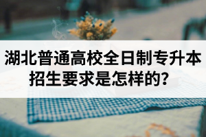 湖北普通高校全日制專升本招生要求是怎樣的？