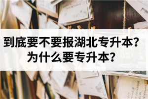 到底要不要報湖北專升本？為什么要專升本？