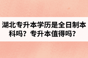 湖北專升本學歷是全日制本科嗎？專升本值得嗎？