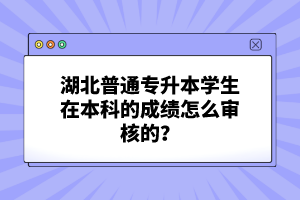 湖北普通專升本學(xué)生在本科的成績怎么審核的？