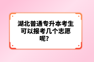 湖北普通專升本考生可以報考幾個志愿呢？