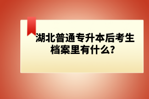 湖北普通專升本后考生檔案里有什么？