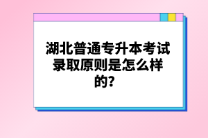 湖北普通專升本考試錄取原則是怎么樣的？