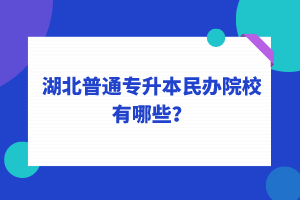 2022年湖北普通專升本民辦院校有哪些？