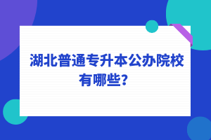 湖北普通專升本公辦院校有哪些？