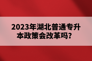 2023年湖北普通專升本政策會改革嗎？