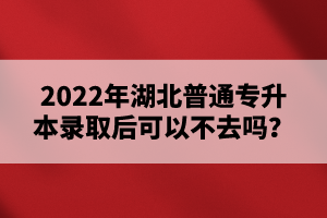 2022年湖北普通專升本錄取后可以不去嗎？