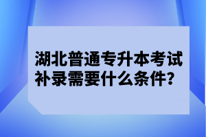 湖北普通專升本考試補錄需要什么條件？