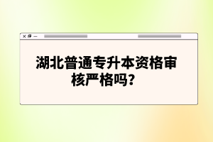 湖北普通專升本資格審核嚴格嗎？