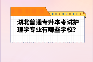 湖北普通專升本考試護(hù)理學(xué)專業(yè)有哪些學(xué)校？