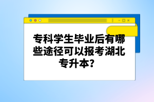 ?？茖W(xué)生畢業(yè)后有哪些途徑可以報(bào)考湖北專升本？