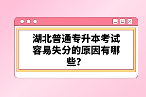 湖北普通專(zhuān)升本考試容易失分的原因有哪些？