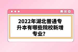 2022年湖北普通專升本有哪些院校新增專業(yè)？