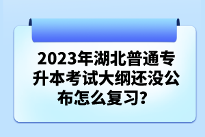 2023年湖北普通專升本考試大綱還沒公布怎么復習？