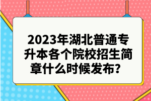 2023年湖北普通專升本各個(gè)院校招生簡章什么時(shí)候發(fā)布？