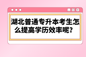 湖北普通專升本考生怎么提高學(xué)歷效率呢？