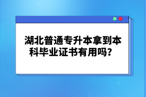 湖北普通專升本拿到本科畢業(yè)證書有用嗎？