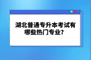 湖北普通專升本考試有哪些熱門專業(yè)？