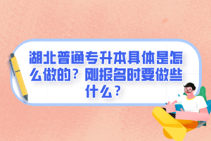 湖北普通專升本具體是怎么做的？剛報(bào)名時(shí)要做些什么？