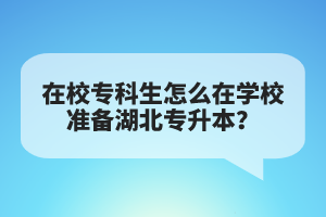 在校?？粕趺丛趯W校準備湖北專升本？