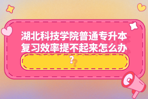 湖北科技學(xué)院普通專升本復(fù)習(xí)效率提不起來怎么辦？