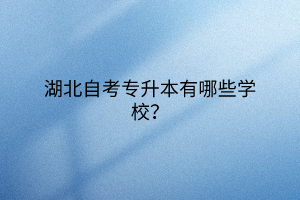 湖北自考專升本有哪些學校？