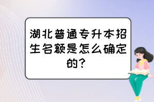 湖北普通專升本招生名額是怎么確定的？